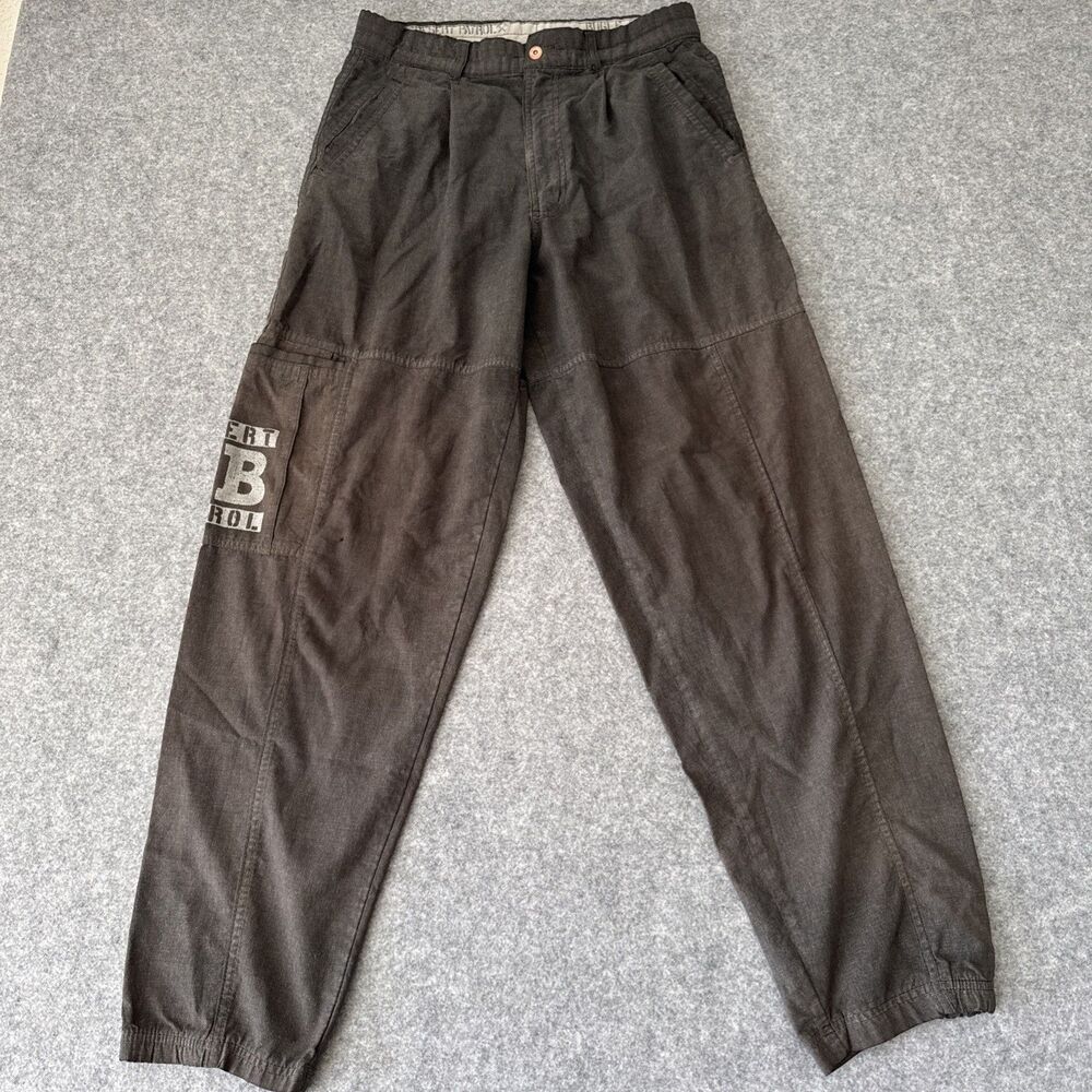 Vintage Bugle Boy Desert Patrol Cargo Pants Mens 31x30 Dark Wash Gray